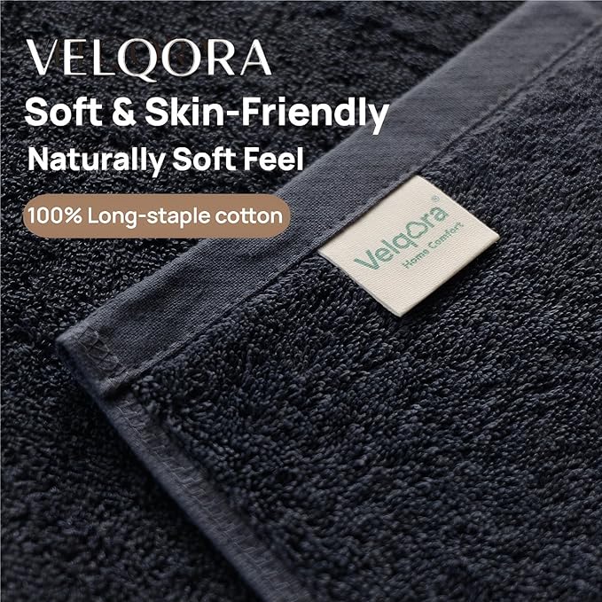 Bath Towels 4 Pack, 30 x 60 Inches, Large 100% Cotton Towels, Soft, Absorbent, Comfortable for Home, Spa, and Gym, (Gray)