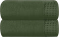 GLAMBURG 100% Cotton Oversized 2 Pack Bath Sheets 35x70, Ultra Soft Highly Absorbant Compact Quickdry & Lightweight Large Bath Sheet Set, Ideal for Gym Travel Camp Pool - Olive Green