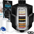 AquaHomeGroup 20 Stage Shower Filter - Reduces Chlorine, Heavy Metals and Sediment - Vitamin C and E - High Output - Universal Fit - Black