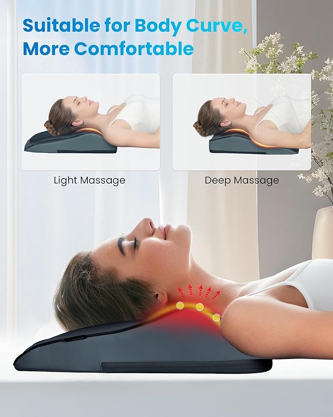 COMFIER Cordless Shiatsu Neck Back Massager with Heat 3D Roller & 8 Nodes Deep Kneading,Portable Massager for Neck Pain Relief with Detachable Flap,Perfect for Office,Chair,Home,Mothers Day Gift