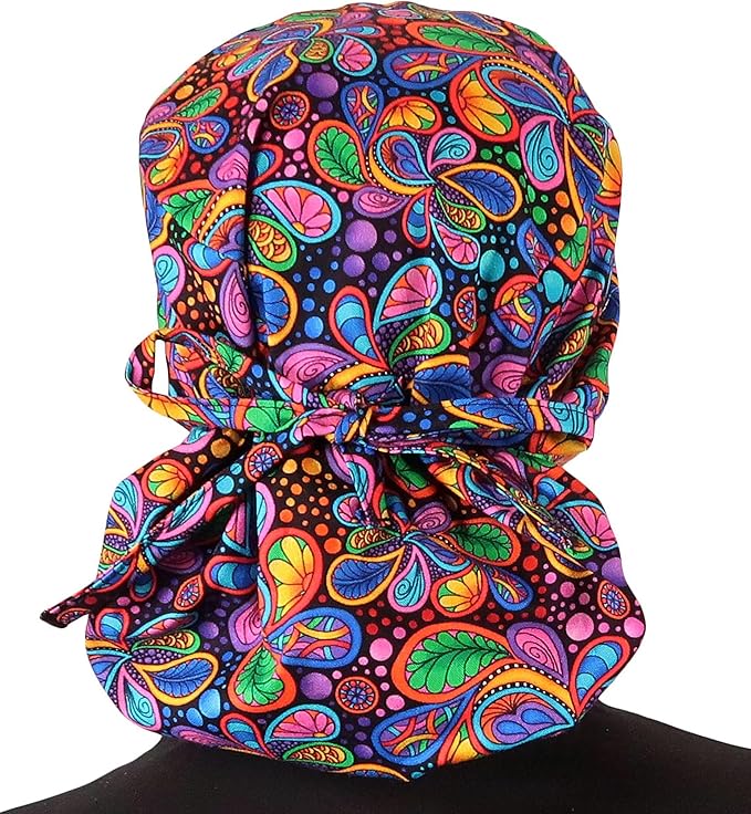 Sparkling EARTH Big Hair Ponytail Classic Surgical Style Scrub Working Cap - Made in The USA!!!