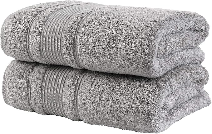 Personalize Your Towels with Custom Embroidery: Names, Monograms, and Initials. Perfect for Bathroom, Spa, Gym, Shower, Kids, Adults, Pool, Travel, Gifts, 2-Piece Bath Towels Set - Grey