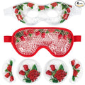 LEOSTEP 4 PCS Cooling Eye Mask Set - Ice Face Mask with Rose Essential Oil, Cold Eye Compress and Reusable Gel Pads for Eyes Puffiness, Migraine Headache, Dark Circles, Dry Eyes