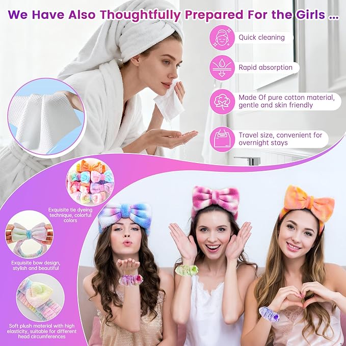 160 PCS Spa Party Supplies For Girls, Kids & Family, Include Face, Eye, Lip & Foot Care, Sleepover Birthday Party Favors With Banner, Balloons, Fringe Curtain, Spa Birthday Gift Set For 12 People