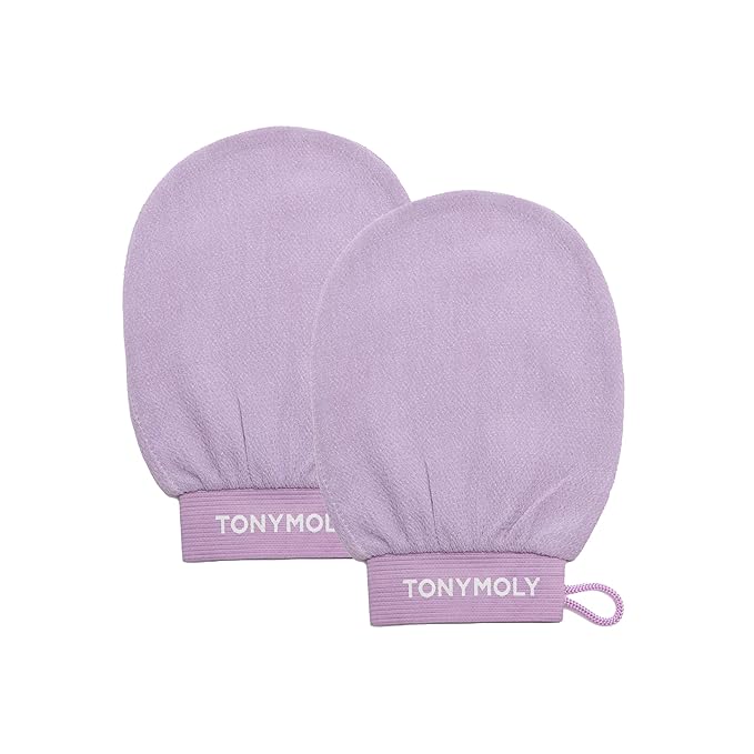 Plum Bum K-Spa Exfoliating Glove – Korean Spa-Inspired Body Scrub Mitt for Deep Exfoliation, Smooth Skin & Glow, Reusable Biodegradable Viscose, 2 Pack