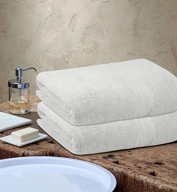 Softolle 100% Cotton Luxury Bath Sheets - Pack of 2 (35" x 70") | Super Soft, Quick-Dry & Highly Absorbent Towels for Bathroom, Home, Spa & Gym (White)
