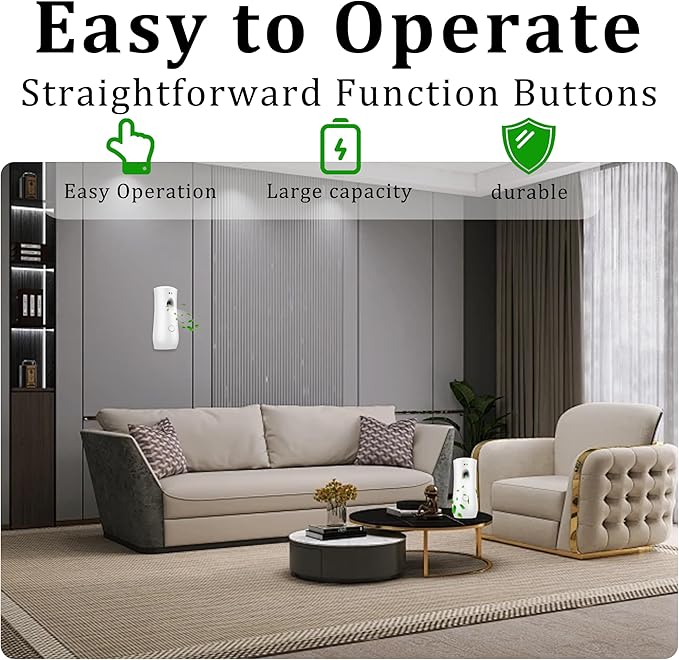 Automatic Air Freshener Spray Dispenser (4-Pack), Free Standing or Wall Mounted Adjustable Aromatherapy Machines for Home, Indoor, Bathrooms, Offices, Hotels and Commercial Places (White, 001)