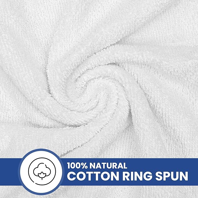 Linteum Textile Supply Luxury Hair Towels 100% Ring Spun Cotton Towel for Women, Men, Kids | 22x44 inches Quick Dry Towels for Hotel, Gym, Beauty, Spa & Salon | Pack of 6 | White | Superior Soft Touch