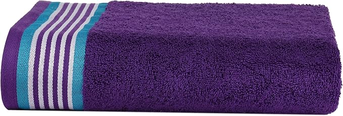CASA COPENHAGEN He & She 6Pcs 100% Egyptian Cotton Large Designer Towels Gift Set- Violet - Cyan, 550GSM, 2Bath 2Hand 2Washcloths, Bath Towels for Bathroom (Gift Set for Women & Men)