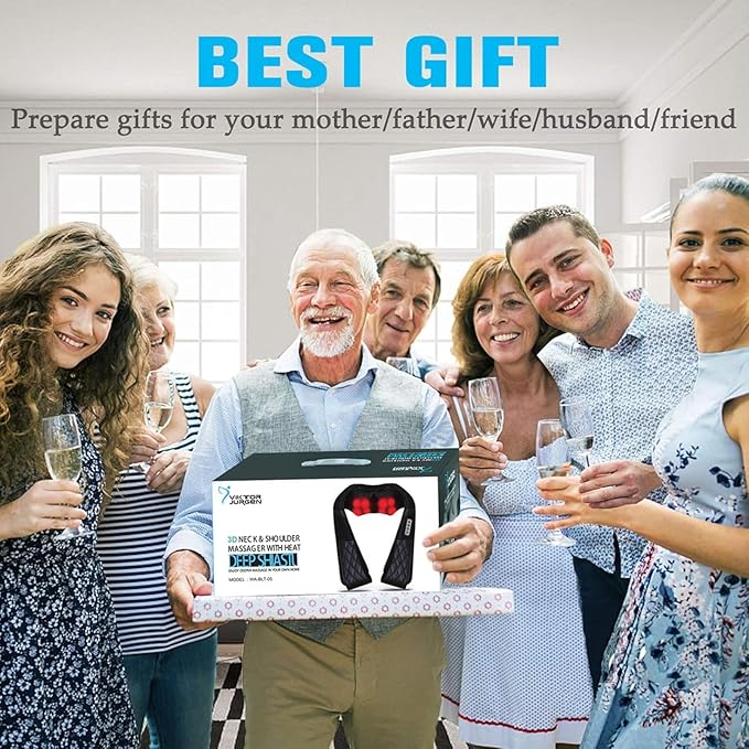 VIKTOR JURGEN Gifts for Women & Men, Shiatsu Neck and Shoulder Massager with Heat Deep Tissue Kneading Sports Recovery Massagers for Back, Foot, Relaxation Gifts for Wife, Husband, Him, Her