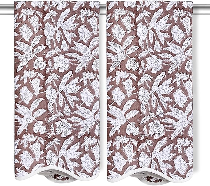 Ridhi Block Print Oak Brown Cotton Spa/Beach Towel 27"x54" Set of 2 Handmade Beach Towel, Quick Dry Turkish Style Bath, Soft Absorbent Luxury Towel for Home, Gym & Spa, Hair Drying