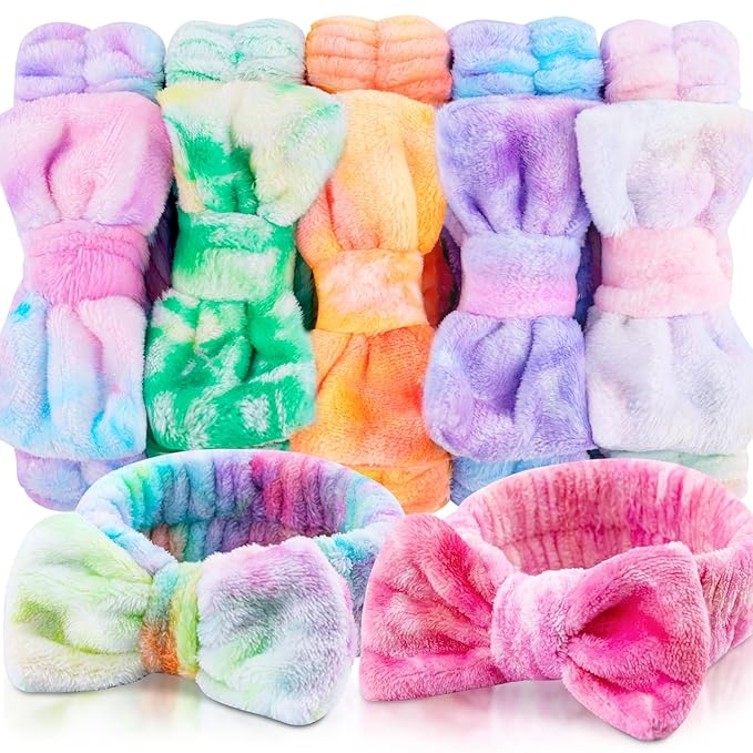 YOOVR 7pcs Spa Headband, Mothers Day Gifts Bulk, Stocking Stuffers for Teen Girls Women, Skincare Makeup Face Wash Headband, Hair Accessories, Party Favors for Adult, Easter Baskets Stuffers(Tie-dyed)