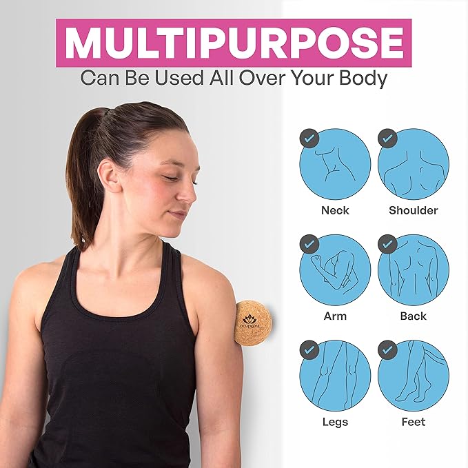 Acupoint Physical Massage Therapy Lacrosse Ball Set Ideal for Yoga Deep Tissue Massage Trigger Point Therapy and Myofascial Release Physical Therapy Equipment Back Foot Plantar Fasciitis (Cork)