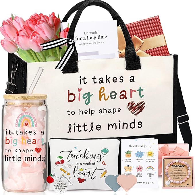 UAREHIBY Teacher Appreciation Gifts for Women,Thank You & End of Year Gifts for Women Teachers Set from Students,Valentine Christmas Birthday Gift with Tote Bags