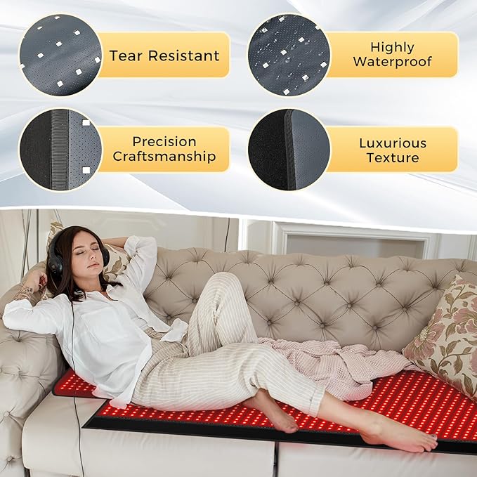 LITDUCK Body Red Light Therapy Mat, Eligible Red Light Therapy Blanket, 2in1 LEDs(660nm& 850nm), Premium Leather, Adjustable Timer & Intensity 36.3"*15.8" (1370leds)