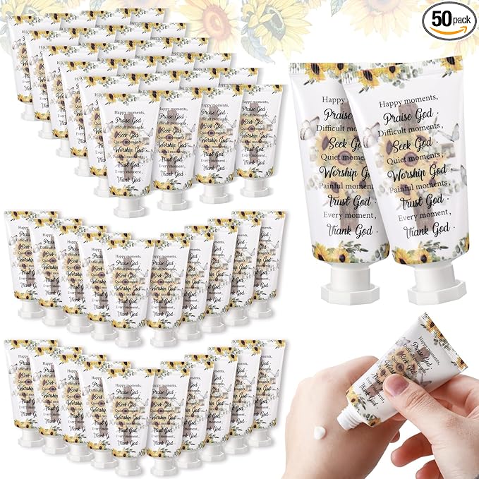 50 Pack Christian Hand Lotion Bulk Gifts for Women Mother's Day Gifts Bible Mini Travel Hand Lotion for Women Church Appreciation(Stylish)