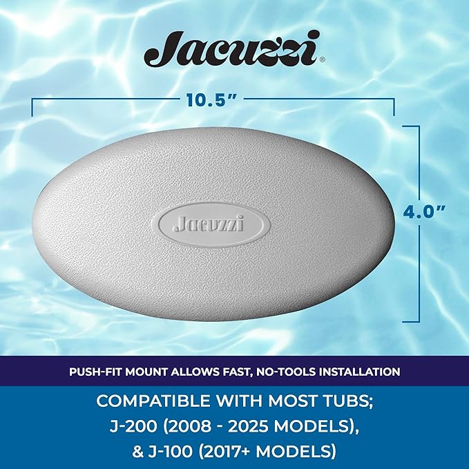 Jacuzzi J-200 Series Spa Pillow - Oval Snap-in Hot Tub Headrest for 2008+, Part #2472‑828, Replacement Spa Pillow, Upgrade Comfort, Tool-Free Installation, Easy to Clean, Long-Lasting Support