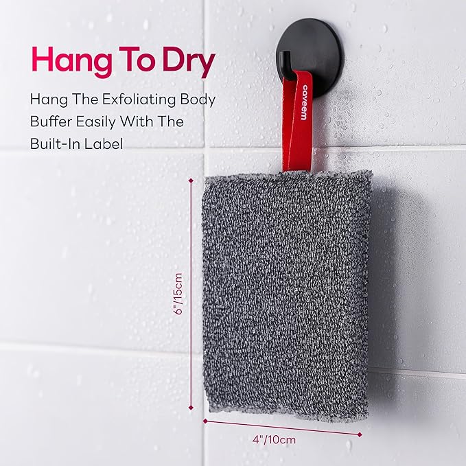 Caveem Exfoliating Body Scrubber, Rough Exfoliation Body Exfoliator Sponge for Remove Dead Skin, Body Exfoliating Sponges, Bath and Body Exfoliate Buffer, Mens and Womens Sponge for Shower (2 Pack)