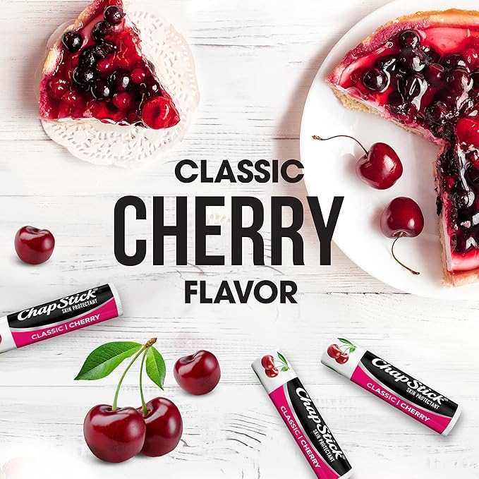 ChapStick Cherry Lip Balm 4-Pack + 1 Original ChapStick, Lip Moisturizer, 0.15 Oz Ea (5 Piece Set)