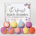 EvolutionUSA 9 Refresh Bath Bombs for Women – Lush Bath Bombs Mini Sized, Lush Womens Gift for Mother’s Day, Easter, Valentines, Birthday or Self Care, Organic Bathbombs Kids & Women, Bath Fun