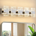 Modern LED Bathroom Light Fixtures Dimmable 5-Light Chrome Vanity Light, 5CCT Adjustable Lighting Fixture Vanity Lights Over Mirror, Smoked Acrylic LED Vanity Lights for Bathroom