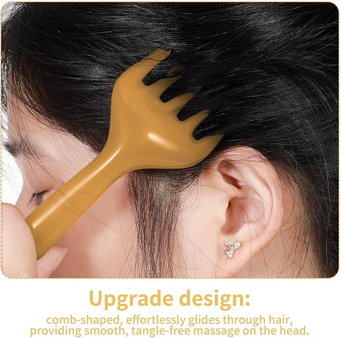 WY LIGHTING LEVEL 2Pcs Head Massager Manual Hair Scalp Massager Gua Sha Five Claw Massage Tool Comb Portable Handheld Resin Relax Tool for Father's Day Mother's Day Gifts (Amber; Cloud Brown)