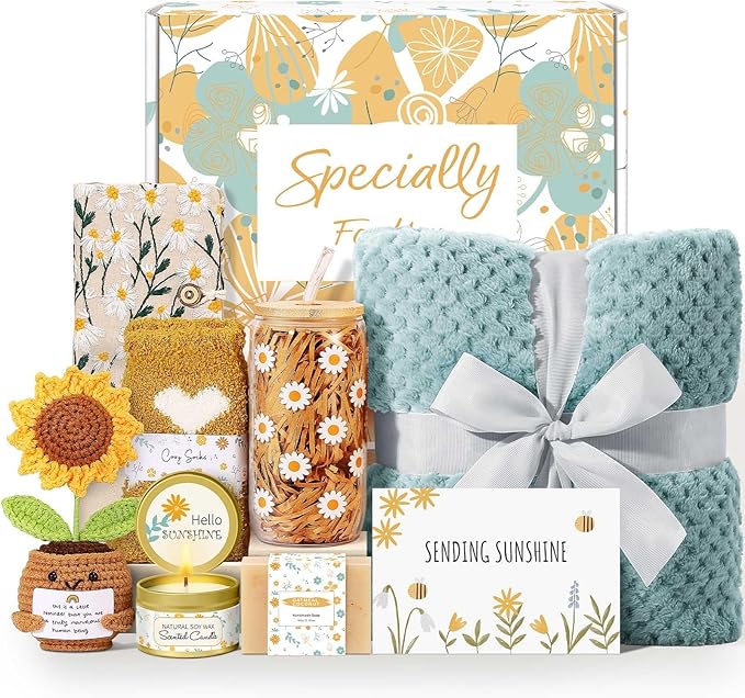 Wasocol Self Care Gifts for Women Gift Baskets，Sending Sunshine Thinking of You Care Package Spa Gift Sets, Mothers Day Birthday Gifts for Women Mom Sister Wife Grandma Best Friends Her - Sage Green