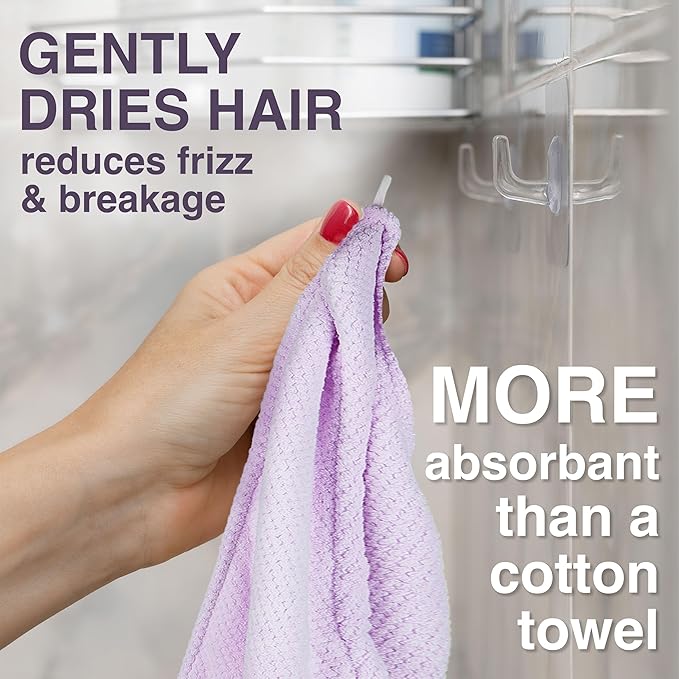 EXPRESSIONS Microfiber Hair Towel in Lavender - 1pc Super Soft Ultra Absorbent Hair Towel, Luxury, Gentle Hair Drying Towel, for Less Frizz