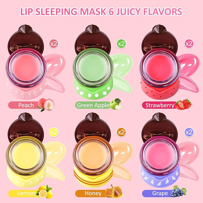 VISRIE Bee Lip Balm Honey Pot 12 Pack, Lip Sleeping Mask with Applicator, Moisturizing with Propolis and Fruit Extract, Mothers Day Gifts, Cute Makeup Gifts for Women