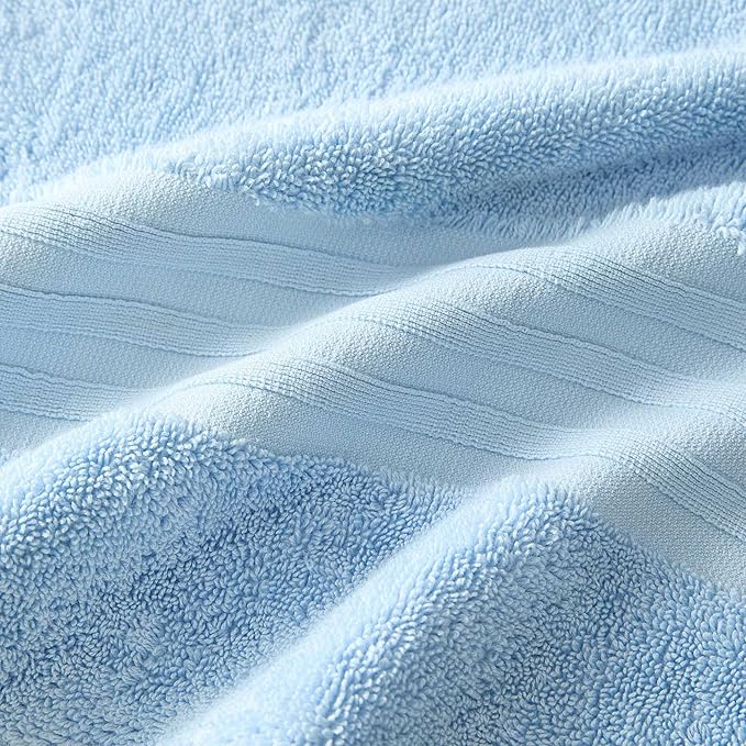 Martha Stewart - Bath Towels, Soft & Absorbent 100% Cotton Towels, Plush 700 GSM, 6-Piece Bathroom Towel Set with Textured Dobby Weave (Skyland Manor Blue)