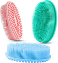 3 Pack Silicone Body Scrubber, Soft Silicone Loofah Exfoliating Body Scrubber, Silicone Body Brush Bath Shower Scrubber for Body, 2 in 1 Bath and Shampoo Wash Brush for Skin Exfoliation Men Women