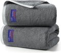 REDKISS 100% Cotton 2 Pack Luxury Bath Towels 27 x 54 Inches, Oversized Bath Towel Set, 600 GSM Ultra Soft Highly Absorbent Quick Drying Towels for Bathroom, Gym, Spa, Hotel, Light Grey