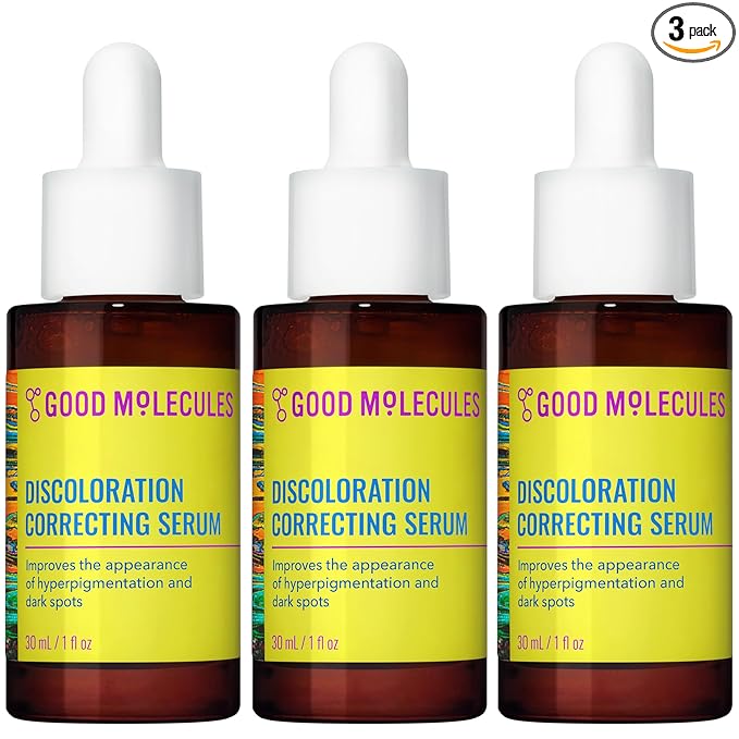 Good Molecules Discoloration Correcting Serum Pack 3 – 30 ml Each | Tranexamic Acid & Niacinamide Serum for Dark Spots and Hyperpigmentation, Skin Care for Face