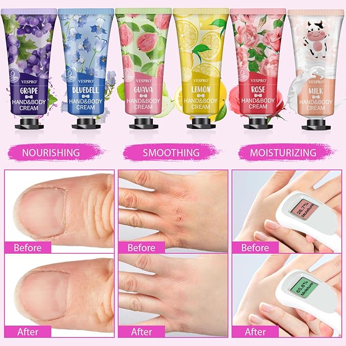 VESPRO 70 Pack Hand Cream Set, Mothers Day Gifts, Bulk Hand Lotion Travel Size for Dry Cracked Hands, Mini Hand Lotion for Bridal Shower Gifts and Teacher Appreciation Gifts and Nurses Week Gifts
