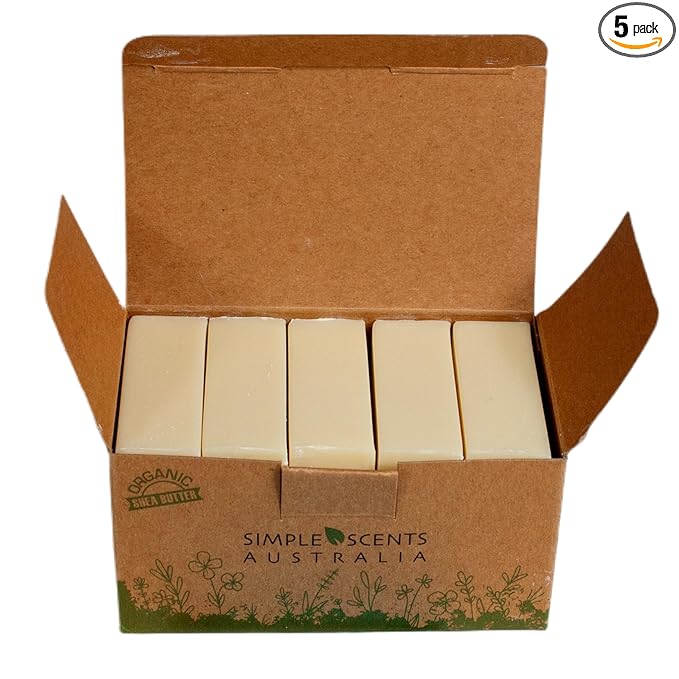 Simple Scents Australia Coconut Vanilla Scented Natural Soap Bars (5 Bars), 3.5oz Moisturizing French Triple Milled Soap Bars Enriched with Shea Butter - Pure Plant Oil Bath & Body