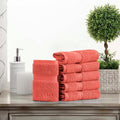 SUPERIOR Egyptian Cotton Pile Face Towel/Washcloth Set of 6, Ultra Soft Luxury Towels, Thick Plush Essentials, Absorbent Heavyweight, Guest Bath, Hotel, Spa, Home Bathroom, Shower Basics, Coral