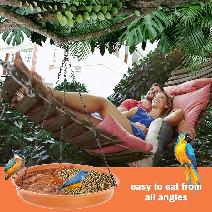 CARGEN Hanging Bird Bath for Outdoors - Hanging Bird-Feeder BirdBath Bowl Water Feeder for Garden Plate Tray BirdBath Tray Water or Seed