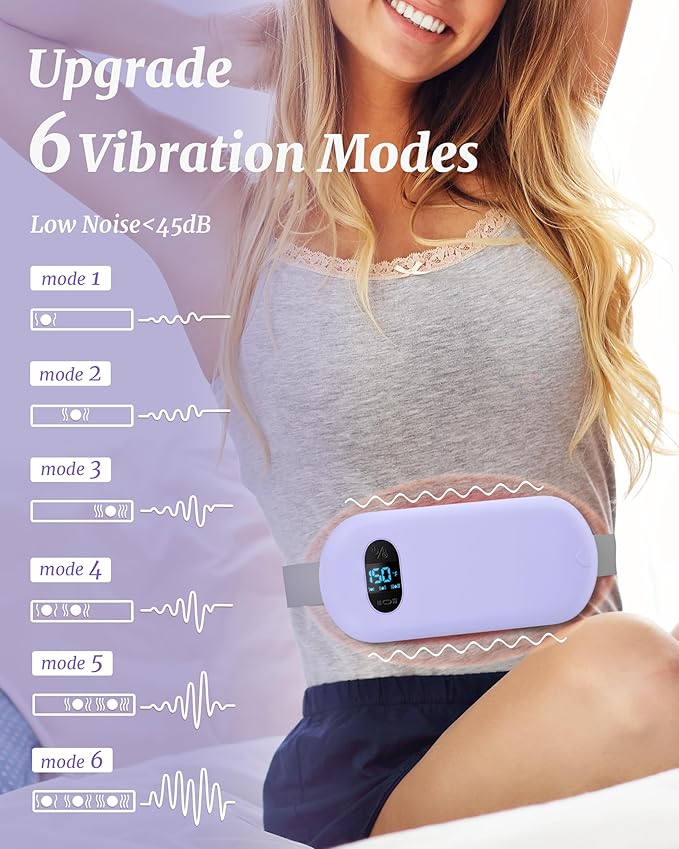 Portable Heating Pad for Cramps Upgraded Cordless Electric Period Heat Pad for Back Menstrual Belt 6 Heat 6 Massage Mode Gifts for Women Girl Her Girlfriend