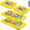 Leitee 4 Pcs Inflatable Ice Serving Bars Buffet Serving Tray Drink Cooler for Pool Party Inflatable Ice Tray Floating Food Drink Containers with Drain Plug and a Hand Pump, 2 Sizes (Yellow)