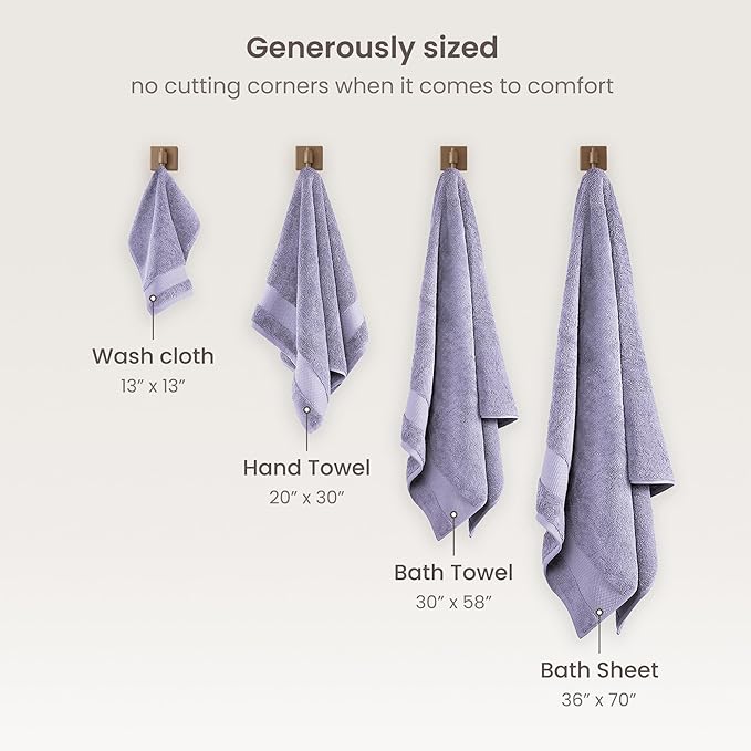 BIOWEAVES 100% Organic Cotton 700 GSM Plush Premium Washcloths 13" x 13" GOTS Certified, Face Towels Perfect for Home & Bathroom - Lavender, Pack of 12
