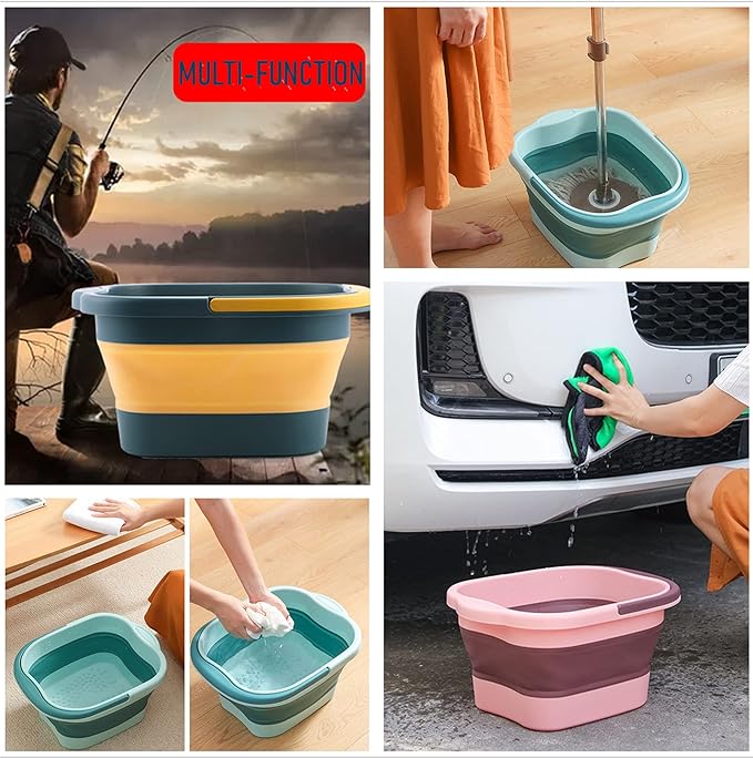 Collapsible Foot Spa Bath Soaking Tub for Girls Women, Inflatable Feet Soak Basin Bucket with Handle and Feet Massaging Acupoint, Pink
