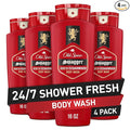 Old Spice Refreshing Body Wash for Men, 3X Defense, 24/7 Shower Fresh with Long Lasting Scent, Red Collection, Swagger with Cedarwood Scent, 16 oz (Pack of 4)