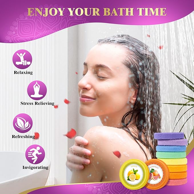 Qivatex Shower Steamers Aromatherapy, Mothers Day Gifts for Mom, Teacher Appreciation Gifts, Birthday Gifts for Women Wife Mom Teen Girls, SPA Relaxation Shower Bombs, Bath Bombs Cosmetic Bath Salts