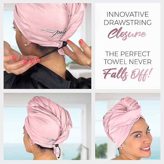 Microfiber Hair Towel Wrap with Wet & Dry Detangling Brush – Fast Drying Anti-Frizz Hair Drying Turban for Curly, Wavy and Straight Hair – Gentle Absorbent Hair Care for Women, Girls and Kids