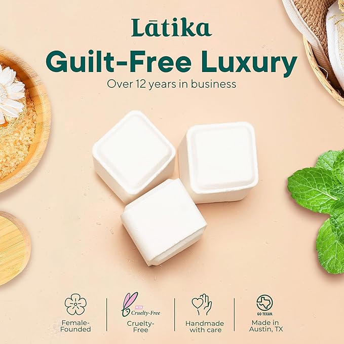 Latika Shower Steamer - Aromatherapy Cubes with Lemongrass & Spearmint Essential Oils for Stress & Anxiety Relief, Uplifting Energy - Long-Lasting Scent Steamers for Women and Men