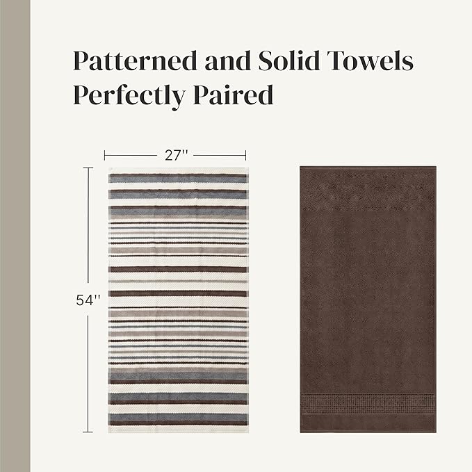 Modern Threads Pax 6-Piece Reversible Yarn Dyed Jacquard Towel Set - Bath Towels, Hand Towels, & Washcloths - Super Absorbent & Quick Dry - 100% Combed Cotton, Khaki