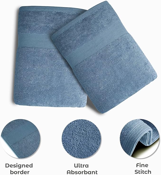 Softolle Luxury Bath Towels Set of 4 (27” x 54”) | Towels for Bathroom | Super Soft | Highly Absorbent Towels for Home, Spa, Gym (Slate Blue)