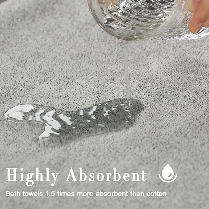 SEISSO Bath Towels, Extra Absorbent & Quick Drying Towels for Bathroom, Viscose Made from Bamboo Soft Bath Sheet (35 x 63inch), Premium Towel Multipurpose Use for Fitness, Spa, Yoga, Grey (2pack)
