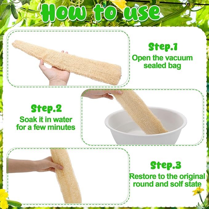 15.7-19.7 inches Natural Loofah Sponges Pack of 4 for Kitchen Dishes Body Scrubber