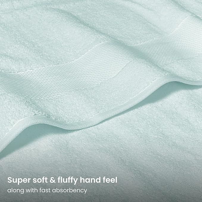 BIOWEAVES 100% Organic Cotton 700 GSM Plush Washcloths 13" x 13" GOTS Certified - Seafoam, Pack of 12